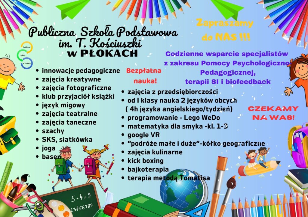 Zapraszamy w mury naszych szkół w Płokach i Rozkochowie